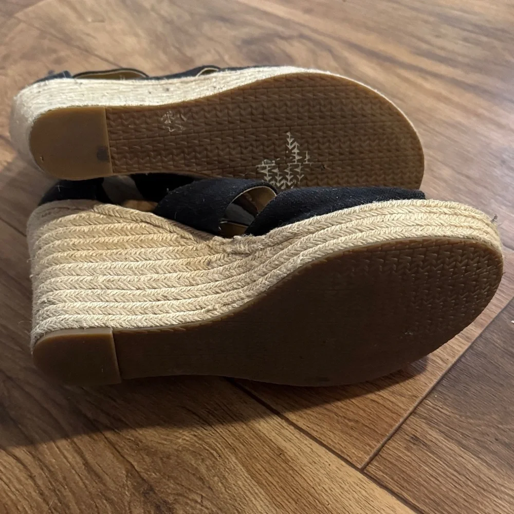 Michael Kors Black Wedge Sandals with Gold Zipper